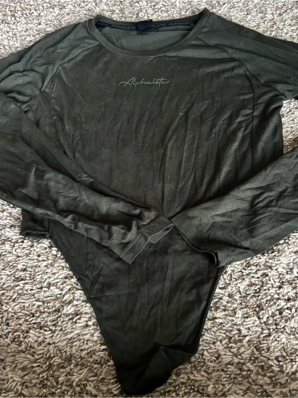Alphalete Women's Long-Sleeve Bodysuit in Olive Green alphalete